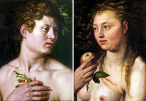 Adam and Eve, painted in 1613 by Hendrick Goltzius of the Netherlands